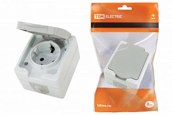 Розетка 1-я с/з наружная с крышкой IP54/Вуокса***
