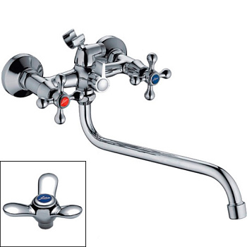 Смеситель ванна Ledeme крест лепесток керамика L2312