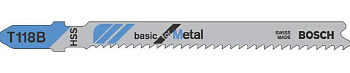 Пилка для лобзика по стали BOSCH T118 B, 67 мм, чистый рез, HSS
