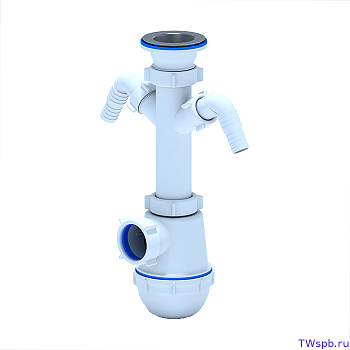 Сифон  Ани-Грот 1 1/2*40 с двумя отводами для стиральной машины А1100