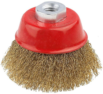 Щетка чашечная для УШМ, витая стальная латунированная проволока 0,3мм, 60ммхМ14/35125-060