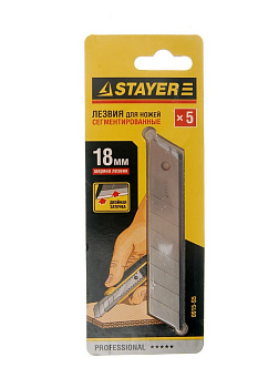 Лезвия STAYER "PROFI" сегментированные, 5шт, 18мм/0915-S5