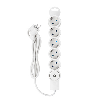 Сетевой фильтр с заземлением  5 гнезд 3 м 10А  со шторками белый/Duwi