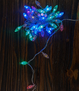 Гирлянда новогодняя "Шишки"GENERAL  GLFG-50-500-IP20-XC- RGB 50диод 5м с контроллером 8реж