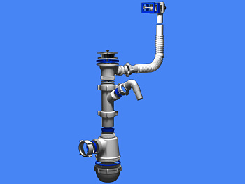 Сифон "АНИ" 40/50мм отвод+перелив+выпуск /А1040