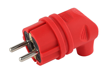 Вилка каучуковая с/з 16A IP44 красная угловая/с ушком