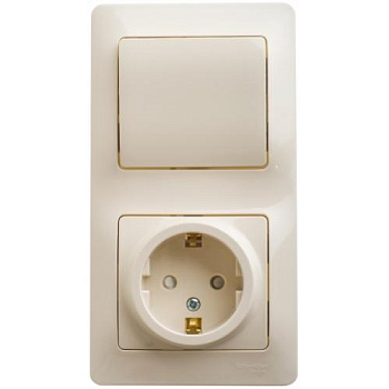 Блок комбинированный внутренний розетка с/з+1клавиша бежевый GSL000270