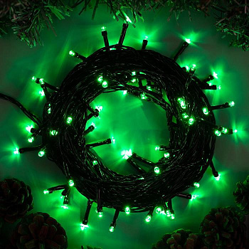 Гирлянда уличная 30м/ 180 LED/IP 65/зеленая