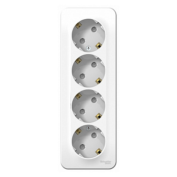 Розетка 4-я с/з со шторками наружная белая 16А BLANCA 