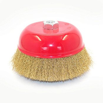 Щетка для УШМ, 150 мм, М14, "чашка", латунированная витая проволока. MATRIX/74607