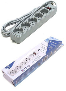 Сетевой фильтр POWER CUBE B 1,95 м/5 розеток серый/белый