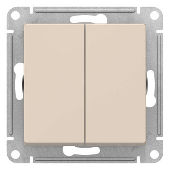 Переключатель двухклавишный бежевый сх.6  10А AtlasDesign