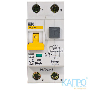 АВДТ32 Диф. автомат 2п 25А/30мА