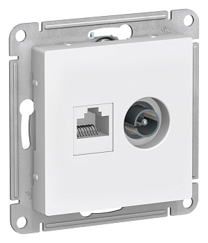 Розетка двойная TV+компьютерная RJ45 кат 5Е белая AtlasDesign