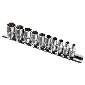 ЕРМАК Набор торцевых головок "Супер лок" (10шт) 1/4" 4-5-6-7-8-9-10-11-12-13мм/736-114