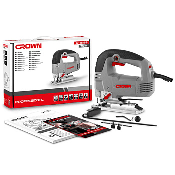 Лобзик CROWN 710 Вт, 700-3000 об/мин., глубина пропила в дереве 85 мм, металл 10 мм, наклон 45°/45°