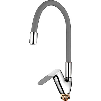Смеситель LEDEME для кухни гибкий шланг серый,боковой, латунь, керамический картридж 35/L4153-9