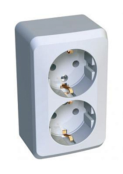 Розетка наружная 2-ая c/з белая/Этюд/PA16-007B