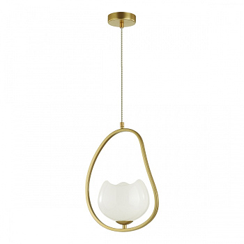 Подвес Е14 1*40W золотой/белый/стекло