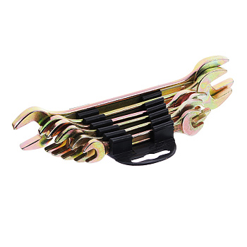 ЕРМАК Набор ключей рожковых, 6 предм., 8x10-17x19мм, желтый цинк, пластик холдер/736-070