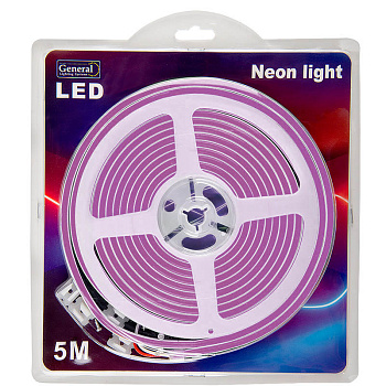 Лента гибкий неон 2835 120LED/12V/ 9,6Вт 1м/ розовый/IP67/5м.