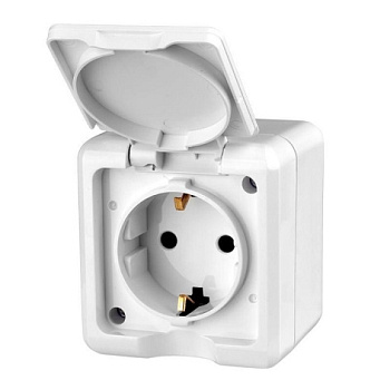 Розетка 1-м ОП Dita 16А IP54 250В с заземл. с крышкой бел. TOKOV ELECTRIC