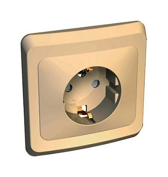 Розетка 1-ая c/з скрытой установки бежевая/Этюд/PC16-003K