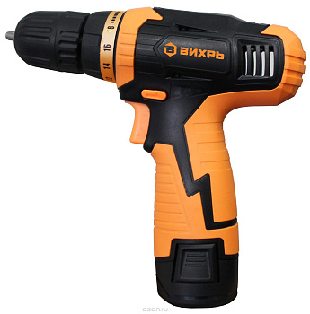 Дрель-шуруповерт аккумуляторная ДА-12Л-2к ВИХРЬ 12В-2 А*ч, Li-Ion 26Нм,10мм.