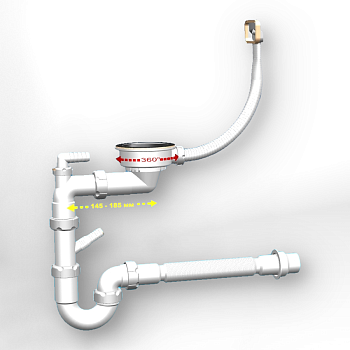 Сифон "САНПЛАСТ Садко " 3 1/2"* телескопический трубный с поворотной чашей,
