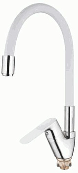 Смеситель LEDEME для  кухни гибкий шланг, белый, боковой, латунь, керамический картридж 35 /L4153-3