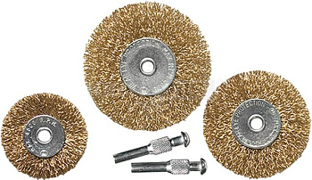 Набор щеток для дрели, 3 шт, 3 плоские, 50-63-75 мм, со шпильками, металлические. MATRIX/74490**