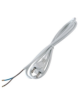 Шнур с вилкой 1,8м/1,7м/ШВВП 2*0,5/REXANT/РЕАЛ/белый/черный