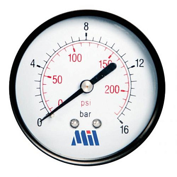 Манометр 50/6-16 бар вертикальное подключение  1/4" НАР.Р