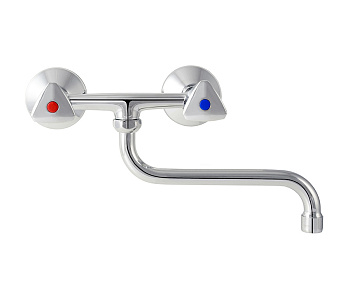 Смеситель 301 EVROSTAR для мойки настенный , кран-букса резина (200/142-0001-01