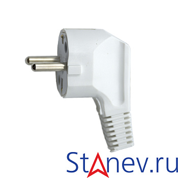 Вилка  белая с заземлением Велконт 16-432