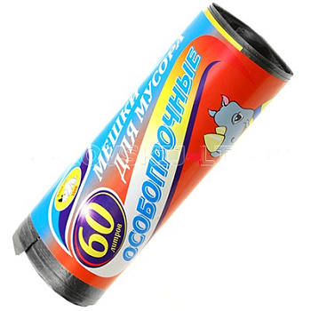 Пакеты  для мусора 60л (30шт/рул) 8мкм/6мкм,  057467/02418/073916