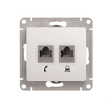 Розетка двойная RG11+RJ45 кат 5е GLOSSA белая GSL000185