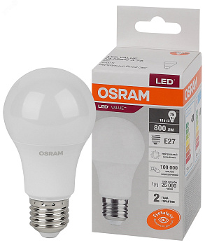 Лампа светодиодная А60 10W/11W Е27/3000К/теплый свет/ PHILIPS/OSRAM