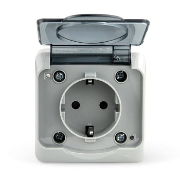 Розетка 1-м ОП Nix 16А IP54 250В с заземл. с прозр. крышкой сер. TOKOV ELECTRIC 