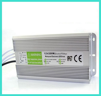 Трансформатор для LED-ленты 200Вт 12V IP67 металл