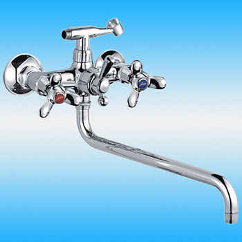 Смеситель для ванны LEDEME круглый излив, шаровый крест, керамика L2612-2 806092