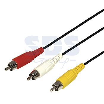 Шнур 3 RCA - 3 RCA, длина 3 метра, черный REXANT/17-0204