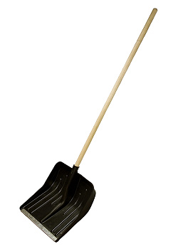 Лопата снеговая пластиковая 420*425*1550 деревянный черенок/61580