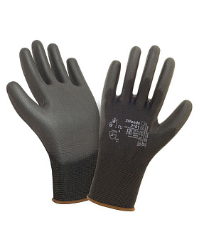 Перчатки нейлоновые с  полиуретановым покрытием, черные L