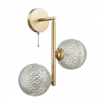 Бра с выключателем E27 2*8W LED 220V, матовое золото