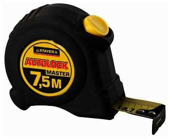 Рулетка STAYER "MASTER" "AUTOLOCK", 7,5мх25мм корпус с резиновым напылением, автостоп,/2-34126-07-25