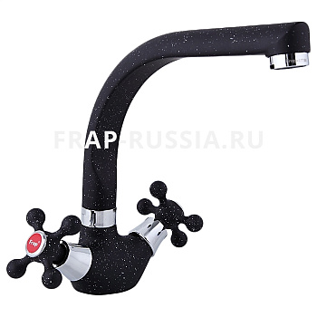 Смеситель для кухни, силумин, керамическая кран-букса F5408-7, черный**