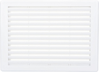 Решетка пластиковая горизонтальная наклонные жалюзи с сеткой 305*200 Э3020Р