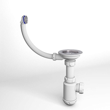 Сифон с круглым, прямоугольным переливом и отводом  3 1/2"/Элит7109