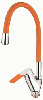 Смеситель LEDEME для кухни гибкий шланг оранжевый,боковой, латунь, керамический картридж 35 /L4153-7